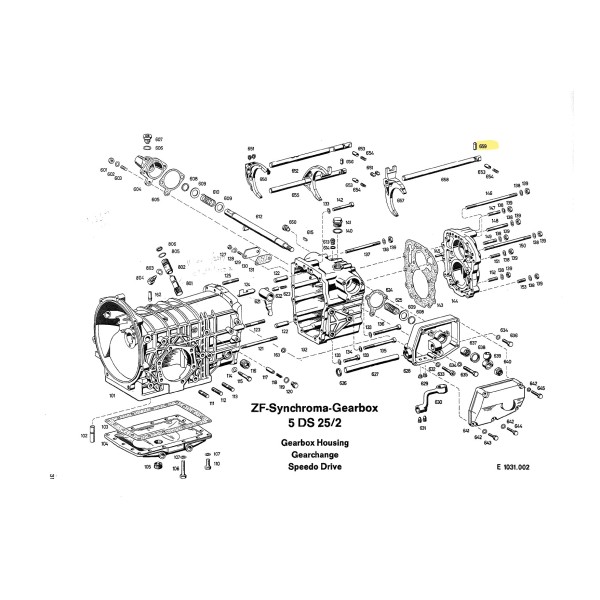 Locking bar between 1st/R and 2nd/3rd rails (big) for ZF 5DS-25/2 gearbox
