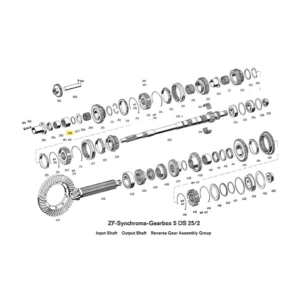 Mainshaft small roller for ZF 5DS-25/2 gearbox