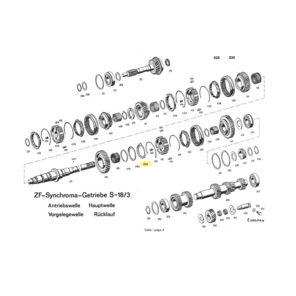 Flangia a 3 denti per selettore 1/RM per cambio ZF S5-18/3